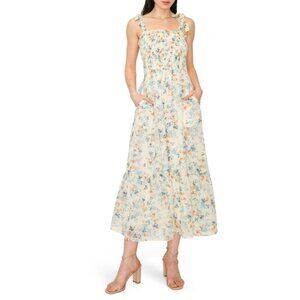 MELLODAY Smocked Tie Strap Midi Dress NWOT